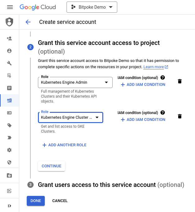 GitHub Service Account Create step 2
